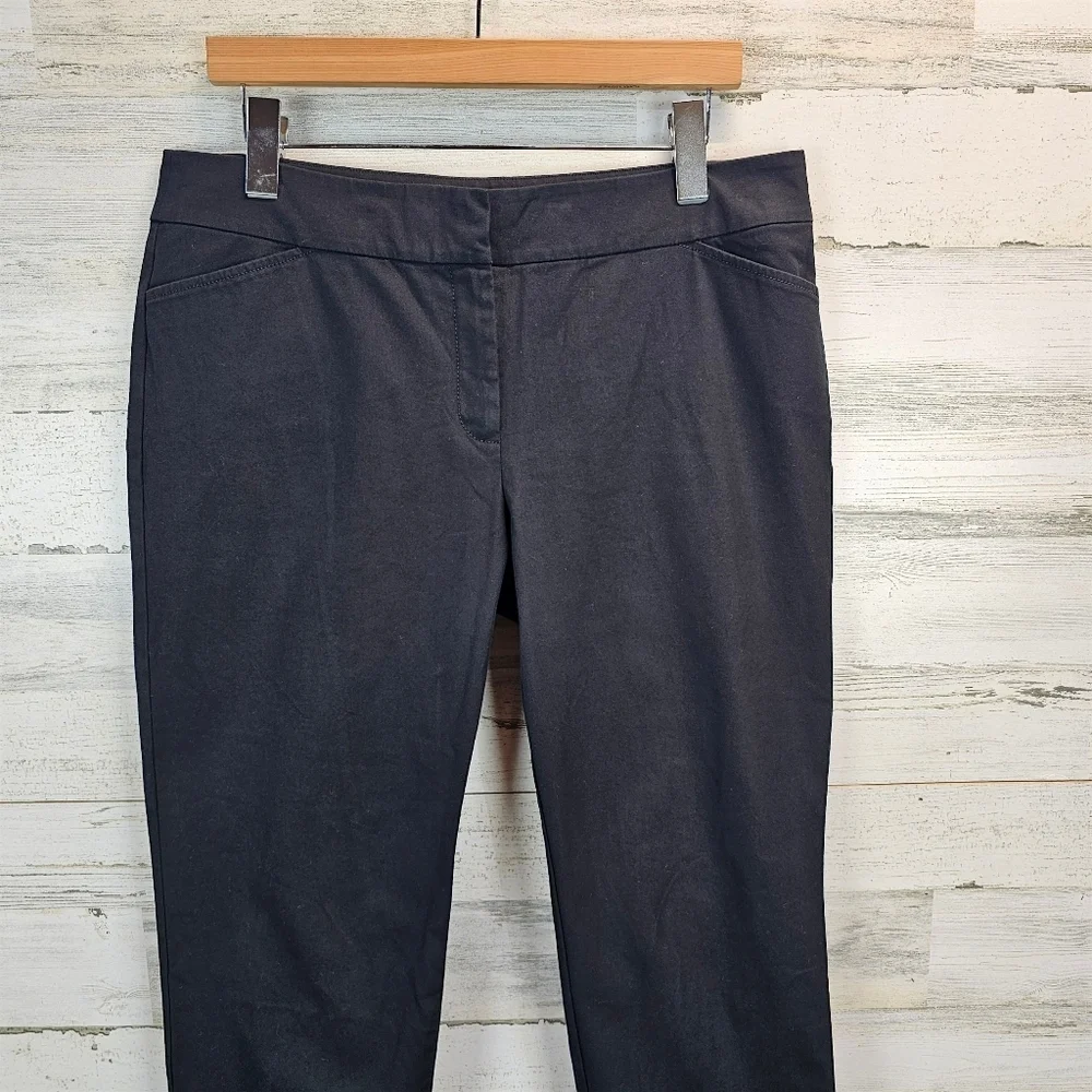Eileen Fisher Organic Cotton Cropped Pants Black Stretch M Minimalist Classic